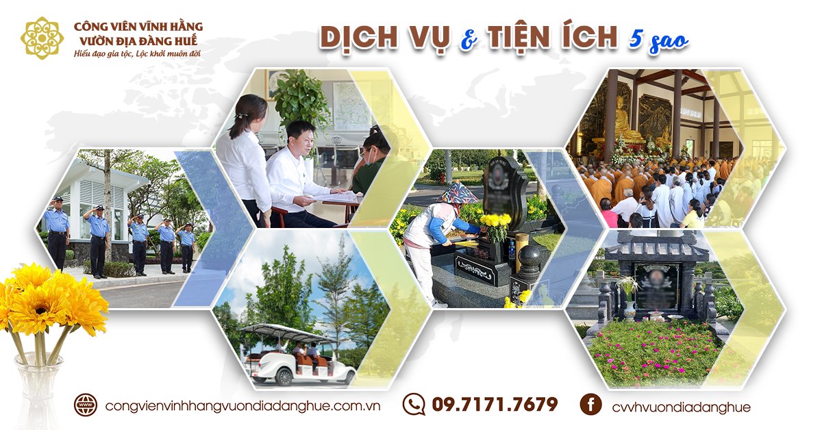 Tận hưởng dịch vụ - tiện ích cao cấp 5 tại Công Viên Vĩnh Hằng Vườn Địa Đàng Huế
